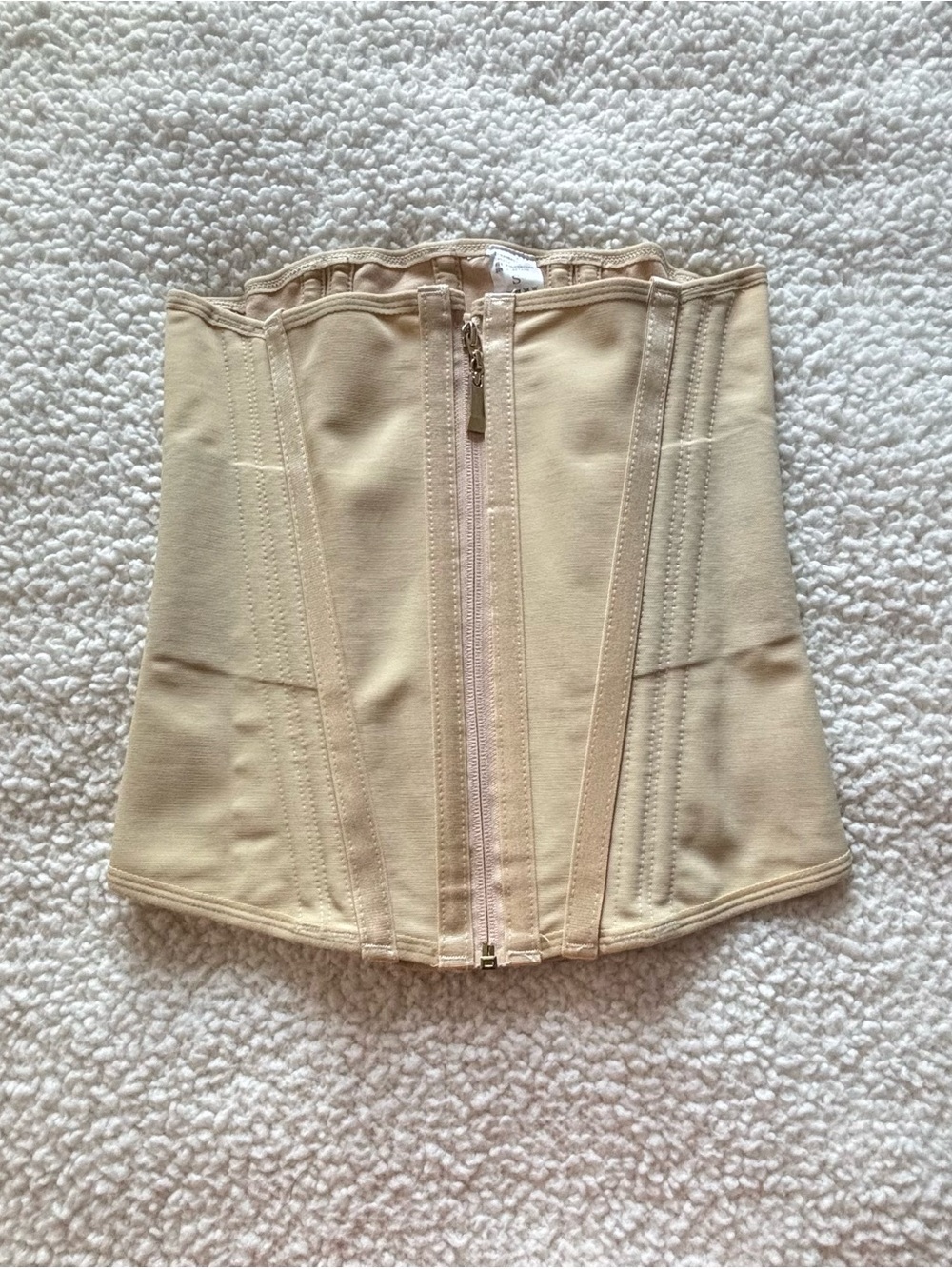 Beige High-Waist Waist Trainer Skirt